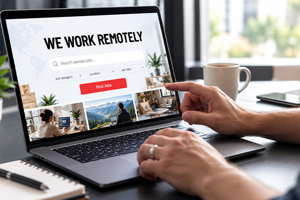 ordenador con página de we work remotely